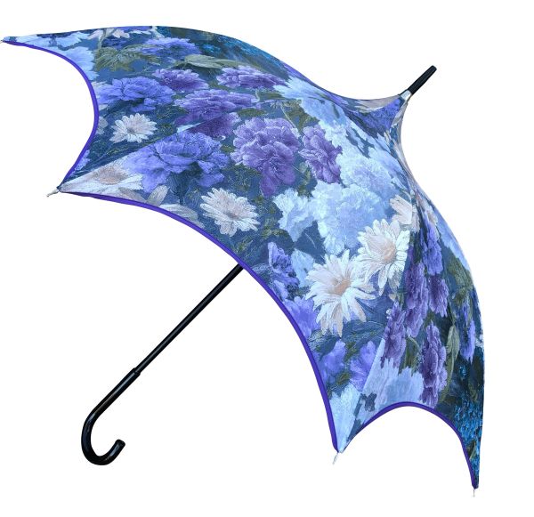 Charm In Blue and Purple by Guy de Jean - Handmade French Umbrella