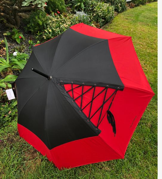 Chantal Thomass Red Corset Umbrella- Luxury SPF50 -Handmade in France