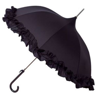 Black Ruffle Lady Pagoda - Retro Style - Dome Shaped Umbrella/Parasol - Waterproof