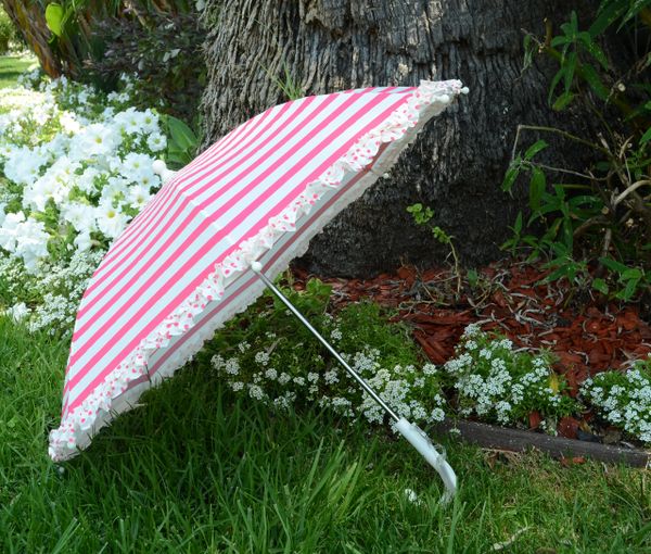 Strong Children Umbrella Pink stripes and Polka Dots Ruffle- All weather