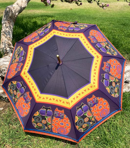 Laurel Burch Umbrella - Feline Family Portrait - Stick Style