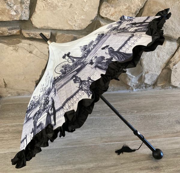 Guy de Jean - Paris 1900 Theme Monochrome - Luxury Umbrella Handmade In France - Waterproof - UV protection
