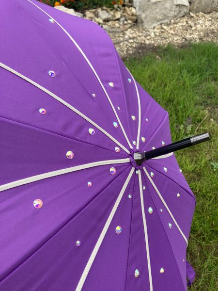 New! Purple Swirl Umbrella - Rainbow (AB) Rhinestones - Handmade in Los Angeles - 100% Waterproof - Made to Order