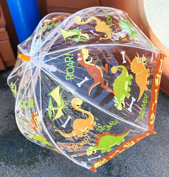 Bugzz® Dinosaur umbrella for children - Xtra flexible fiberglass ribs - Clear PVC - Manual open and closing