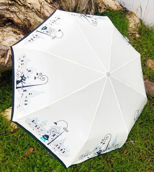 Parisian Cats Folding Umbrella - Reinforced ribs - Automatic opening - Semi auto closing - For rain or shade