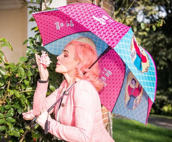 Darling Divas Umbrella - Medallion "Sod The Rain...Let's drink Gin" on Alternate Panels - Semi-Automatic - One Year Warranty.