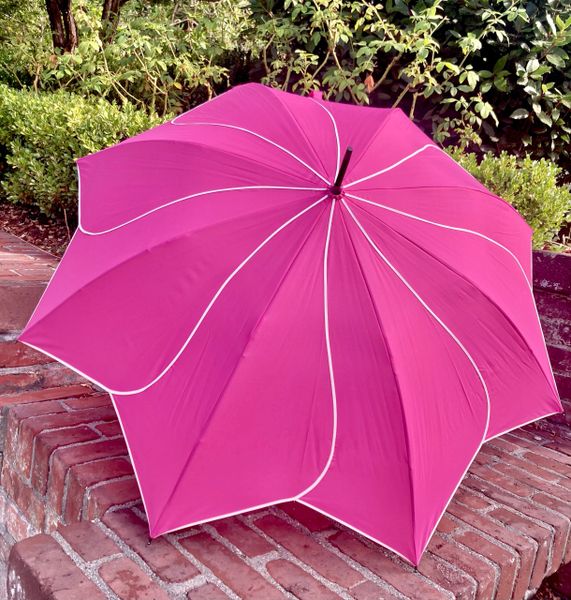 Pink/white trim swirl umbrella parasol - Waterproof