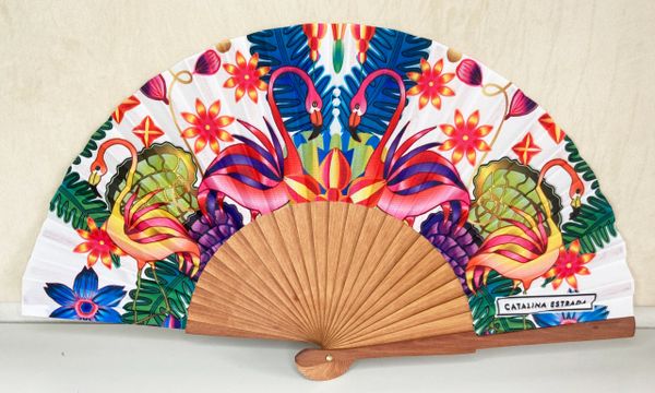 White Flamingo Hand fan | Made in Spain | Catalina Estrada Collection