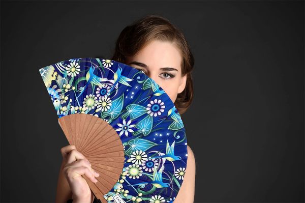 Azure Wings fashion hand fan | Catalina Estrada collection | Made in Spain