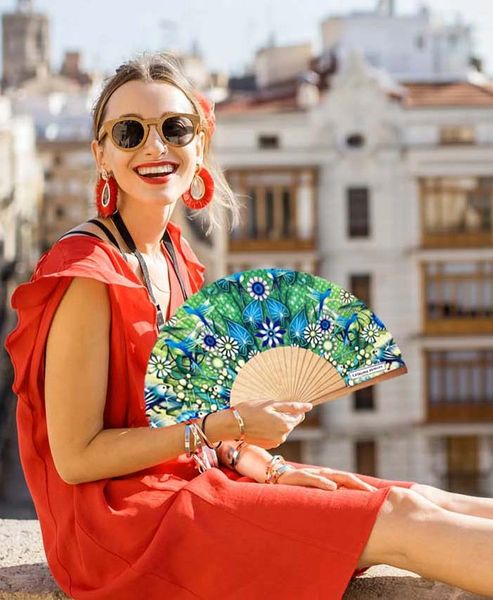 Birds and blossoms Fashion hand fan| Catalina Estrada collection | Made in Spain