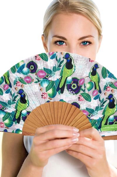 Birds in Paradise fashion Hand Fan | Catalina Estrada collection | Handmade in Spain