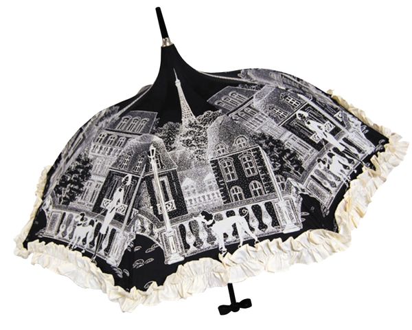 Parisian Woman and poodle umbrella | Designed and crafted in France | Anti-UVs and waterproof