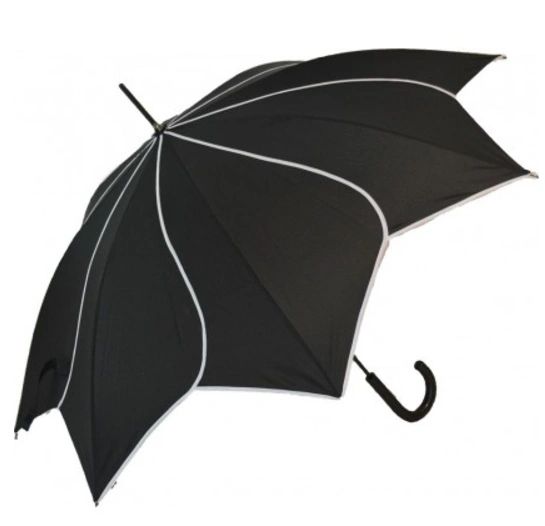 Black/White Trim Swirl Umbrella Parasol - Waterproof