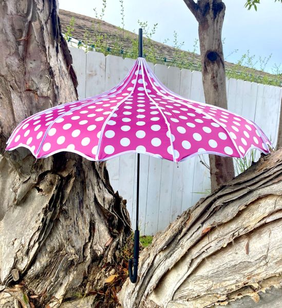 Miss Polka Pink Umbrella | Anti-UV Pagoda Blackout Style | Scalloped Edges