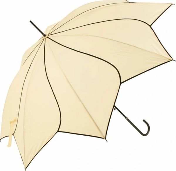 Cream Black Trim Swirl Umbrella/Parasol - Waterproof