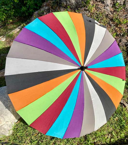 Large 24 Ribs Rainbow Stick Style Umbrella/Parasol - 8 Retro colors - Waterproof