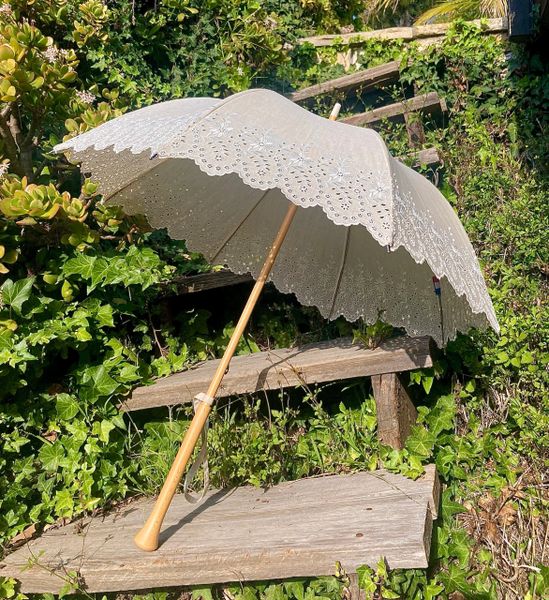 Limited Edition Rare Guy de Jean Handmade Umbrella | Hemp Parasol Style | Waterproof + UPV50