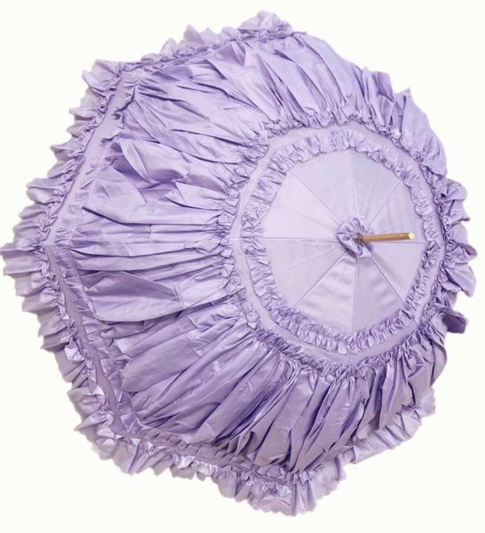 Francesca Lilac Umbrella | Waterproof Double Canopy | White Lace Inside