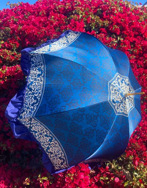 Blue Baroque Italian Umbrella | il Marquesato Collection | Rain and Shade