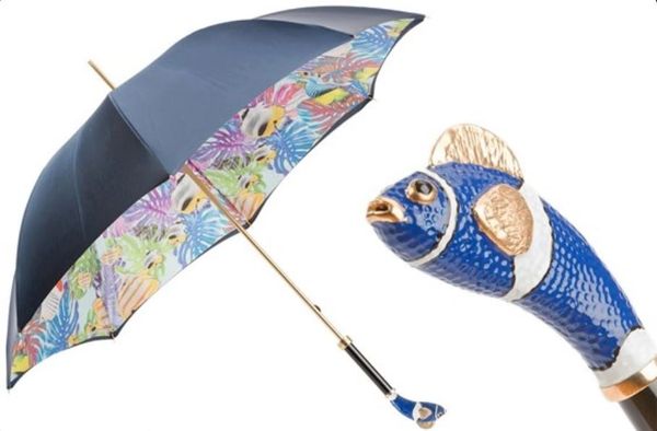 Pasotti Luxury Blue Nemo Umbrella - Double Layer Dark Blue Canopy