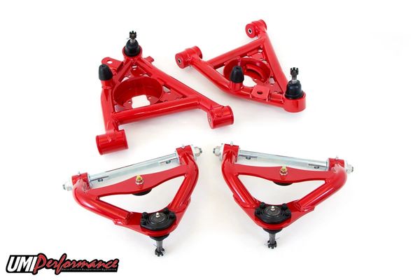 UMI Performance 78-88 Regal G-Body Lower Front Control Arms Delrin Bushings  Red