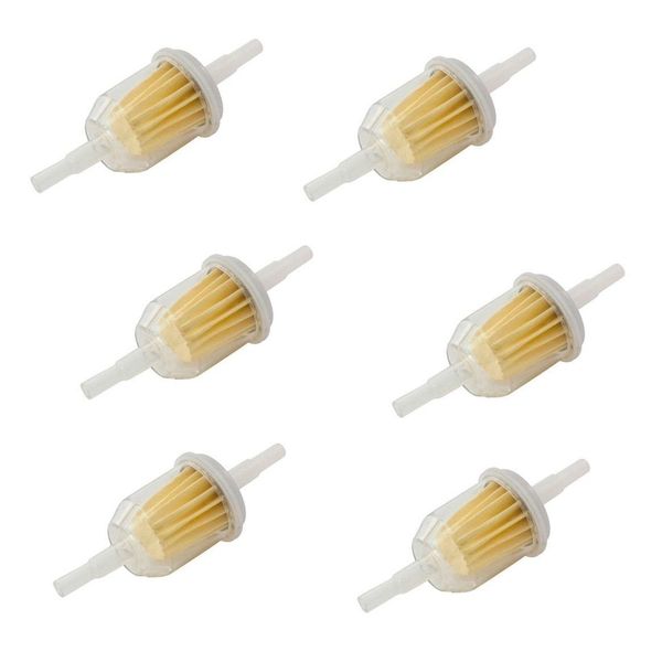 6 x Small Petrol In-Line Universal Clear Fuel Filters Fits 6 or 8mm Pipe Filter