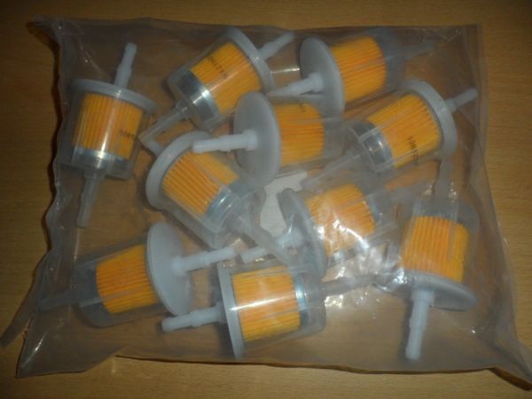 Bag 10 x Large in line petrol fuel filter fits 6 or 8mm pipe Universal fuel filters