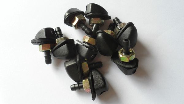 10 x Black Plastic Single Outlet Windscreen Washer Jets Classic Car Van Commercial