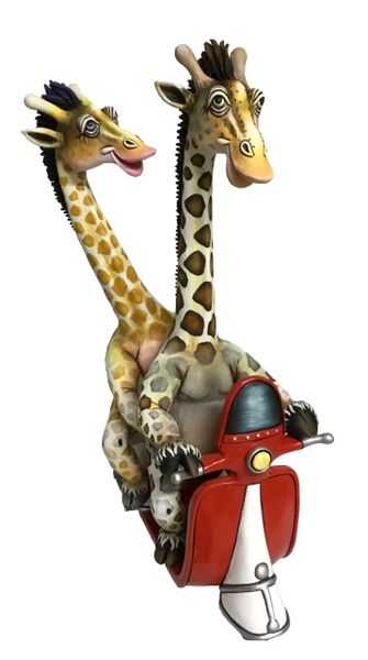 Giraffe Pair on Vespa