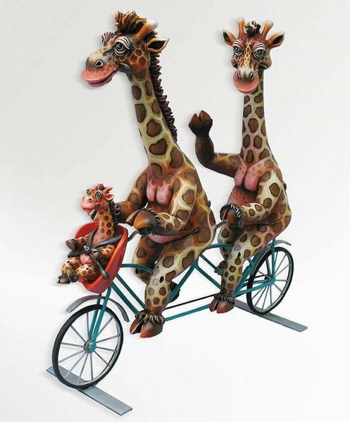 Giraffe Family on Bike