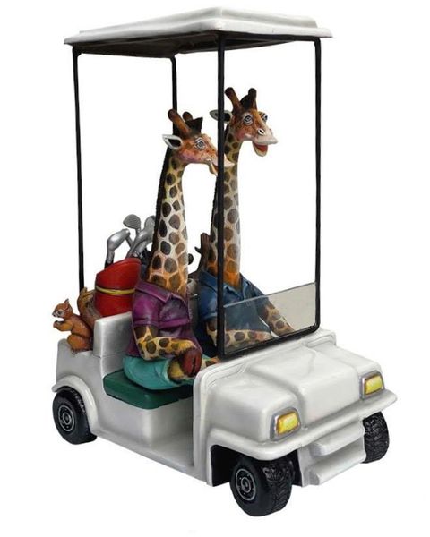 Giraffes in Golf Cart