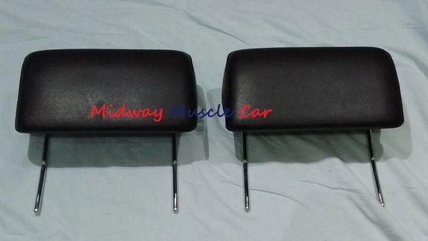 BLACK headrest (pr) 66 67 Chevy Pontiac GTO Chevelle Cutlass 442 GS Impala