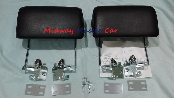 BLACK headrest kit 66 67 Chevy Pontiac GTO Chevelle Cutlass 442 GS Impala