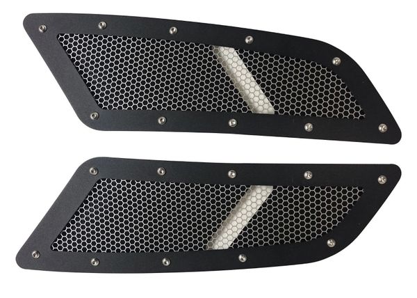 Mustang GT SPEED silver mesh hood vents scoops 2015-19 Ford Mustang