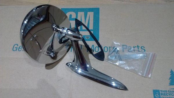 outside round bowtie chevy side view mirror 64 65 Chevelle Nova Impala GM resto part