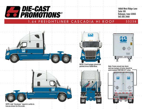 DCP PPG FREIGHTLINER CASCADIA WITH 53FT TRAILER