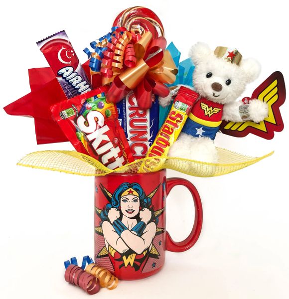 Wonder Woman Candy Bouquet Wonder Woman Gift Candy Bear Bouquets Plush Candy Bouquets By Bonbon Bears