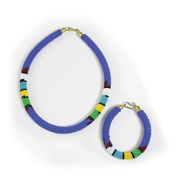Light Blue Beaded Maasai Necklace | Axxesory Junkee