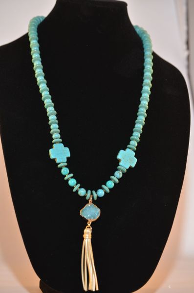 Karla Turquoise cross necklace | Axxesory Junkee