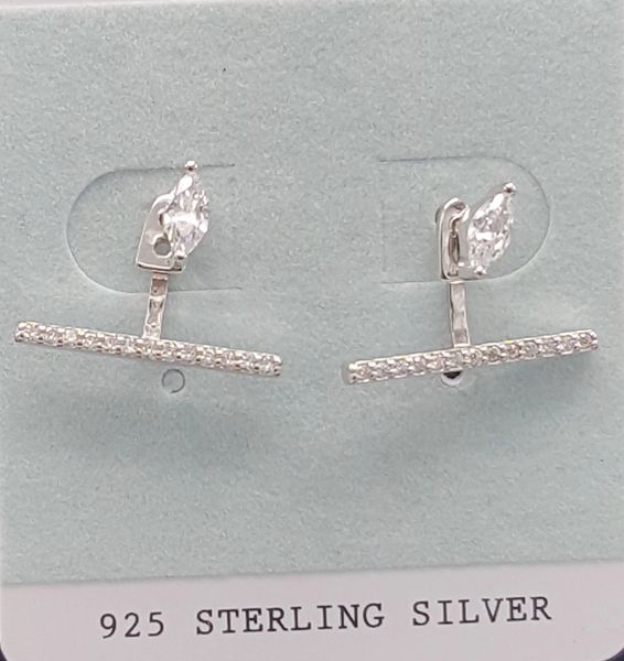 Diamond shaped Sterling Silver Earring Jacket Axxesory Junkee