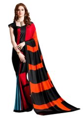 Multi Printed Crepe Saree (BLack_VAS7112B)