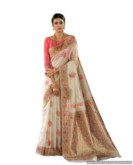 Soft Silk Handloom Weaven Saree (Off White_KS04)