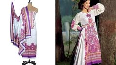 Designer Original Pakistani Sana Samia White Lawn Cotton Dress material SSL4B