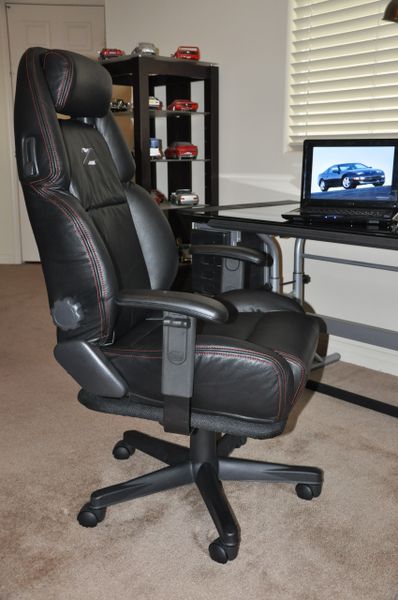 SOLD Thank You! - Nissan 300ZX Custom Leather Office Chair - Black w/ Red Stitching