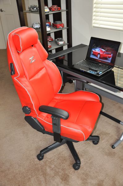 SOLD Thank You! Nissan 300ZX Custom Faux Leather Office Chair - Red w/ Gray Piping