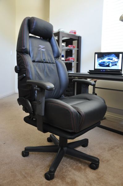 SOLD Thank You! - Nissan 300ZX Custom Leather Office Chair - Black w/ Red Stitching