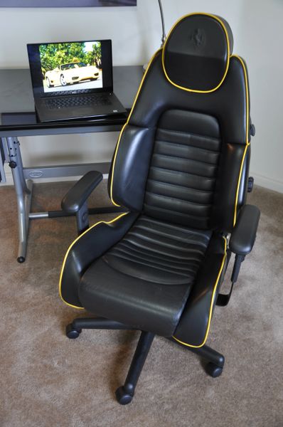 SOLD Thank You! - Ferrari 360 Spider Leather Office Chair - Black with Yellow Piping