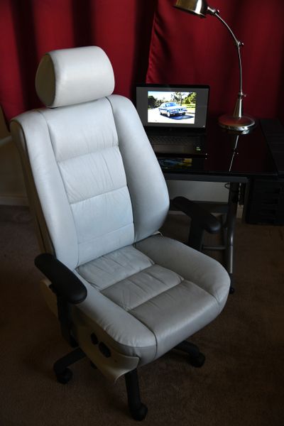 SOLD Thank You! - BMW 530i Power-Operated Leather Office Chair - Light Silver Grey