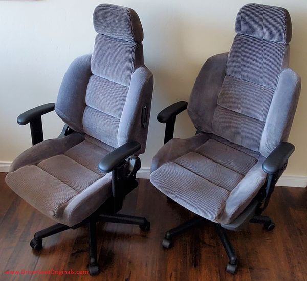 SOLD Thank You! - Honda Prelude Fabric Office Chair Matching Pair - Gray