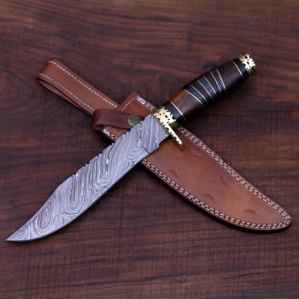 Handmade Damascus Bowie Knife 13.5